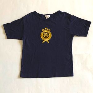 Tara Vanessa ONE SIZE (XL) T-shirt Dark Blue Navy & Gold 4 Crystal Embellished